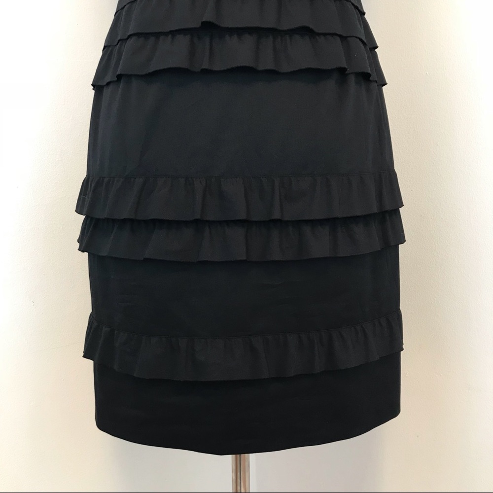 Elie Tahari Black Ruffle Cocktail Dress LBD Size 0 - Picture 6 of 8